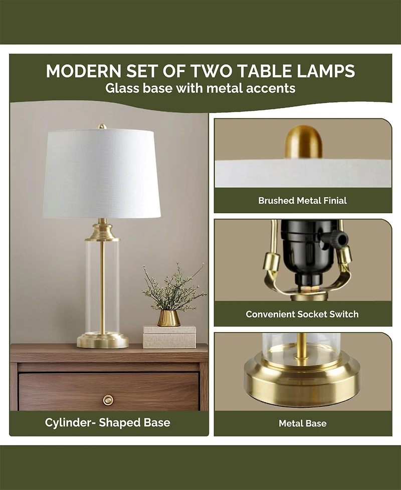510 Design Clarity Glass Cylinder Table Lamp Set of 2