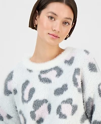 Hooked Up by Iot Juniors' Crewneck Animal-Graphic Eyelash Sweater