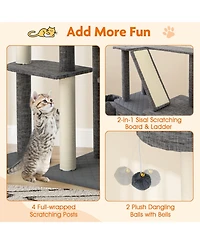 Gymax 71'' Tall Cat Tree for Indoor Cats Modern Multi-Level Cat Tower Activity Center