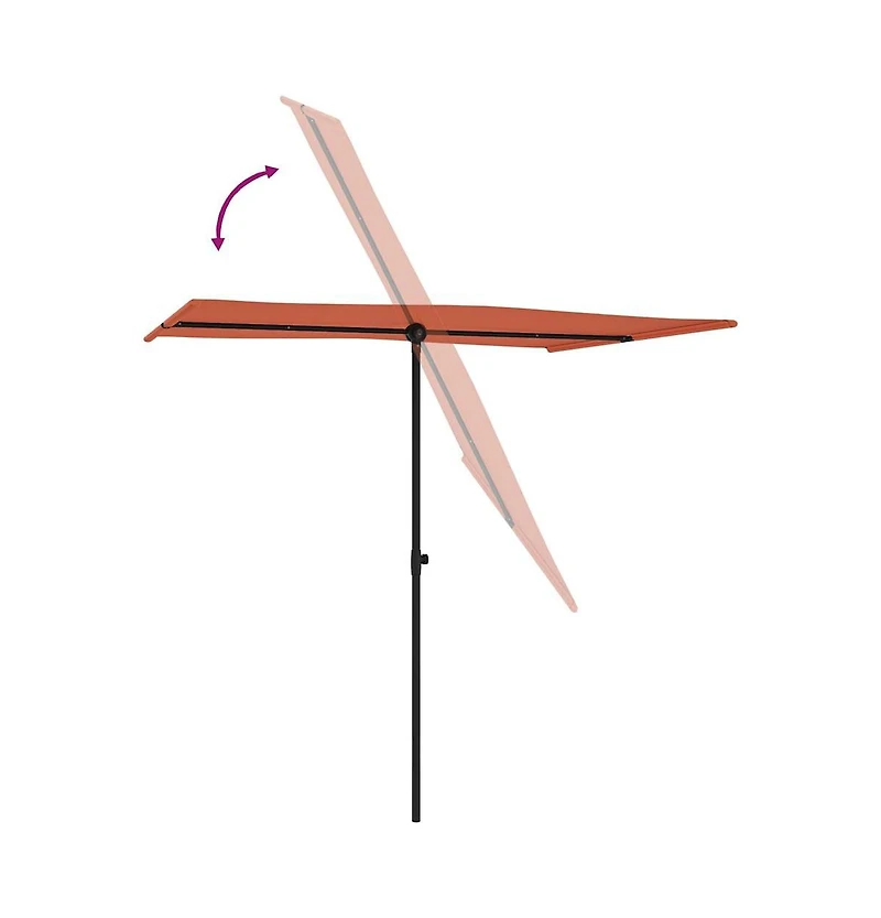 Garden Parasol Terracotta Polyester, Aluminum Medium