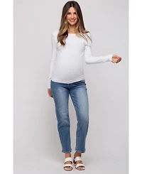 Pinkblush Blue Straight Crop Maternity Jeans