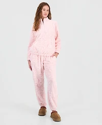 Rebellious One Juniors' Embossed Sherpa Jogger Pants