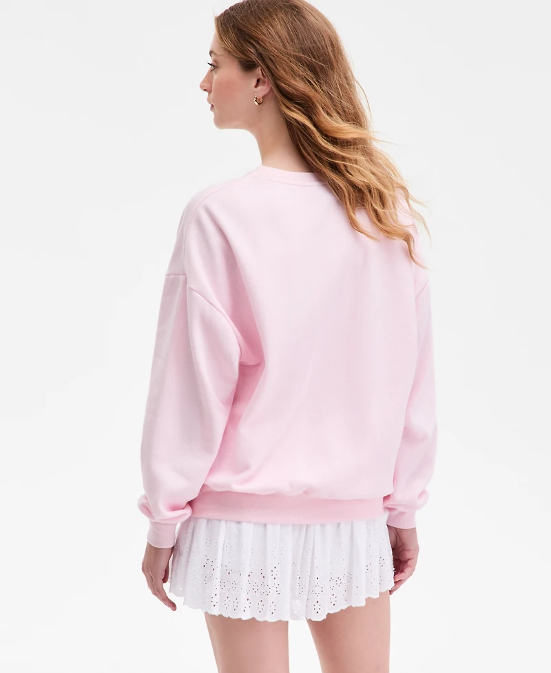 Just Polly Juniors' Long-Sleeve Beaded Crewneck Sweatshirt