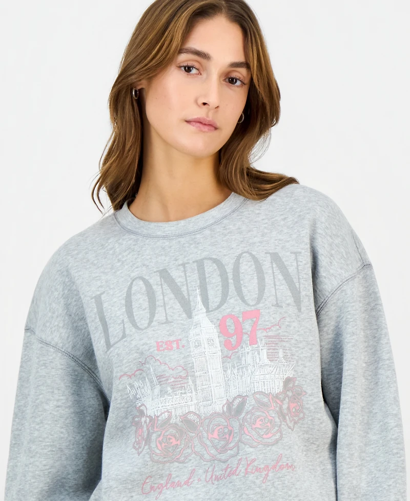 Self Esteem Juniors' London Rose Crewneck Sweatshirt