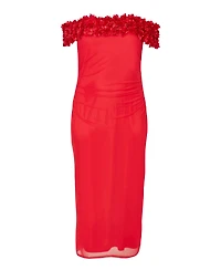 Quiz Women's Plus Crepe Ruffle Ruched Mesh Maxi Dress