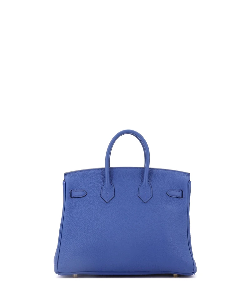 Pre-Owned Hermes irkin 25 Handbag Blue Togo with Gold Hardware