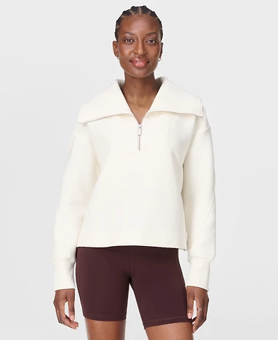 Sweaty Betty Women's Peaceful Rib Half Zip Cropped Oversized Sweatshirt