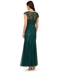 Adrianna Papell Women's Embellished V-Neck Godet Gown