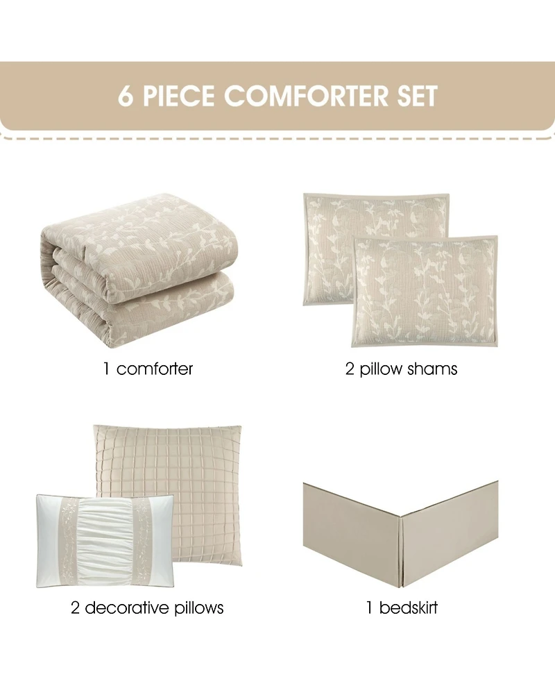 Stratford Park Desia Leaves 6-Pc. Comforter Set