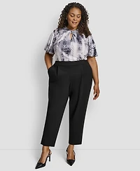Dkny Plus Pleated Ponte Ankle Pants