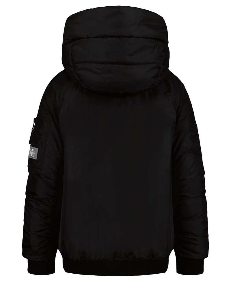 Calvin Klein Girls 7-16 Hooded Long Sleeve Bomber Jacket
