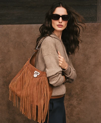 Lauren Ralph Lauren Tanner Medium Suede Fringe Shoulder Bag