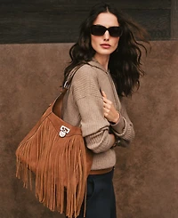 Lauren Ralph Lauren Tanner Medium Suede Fringe Shoulder Bag