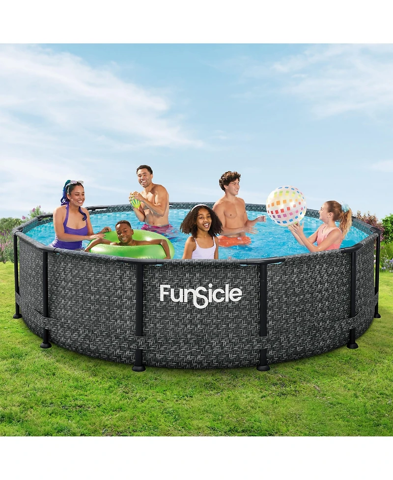 Funsicle 12' x 36" Oasis Designer Round Above Ground Pool, Dark Herringbone