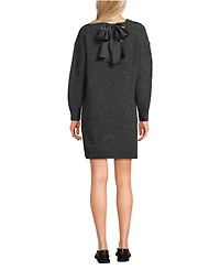 Lands' End Women's Fuzzy Bow Back Mini Sweater Dress