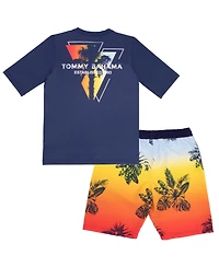 Tommy Bahama Little Boys Rash Guard and Swim Trunks 2-Piece Swimsuit Set