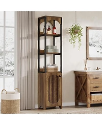 Tribesigns 6-Tier Kitchen Pantry Cabinet,70.87" Tall Narrow Bookshelf with Louvered Door Cabinet
