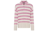 Olsen Striped 1/4 Zip Mock Neck Sweater