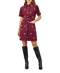 Yumi Women's Squirrel Embroidered Cord Dress