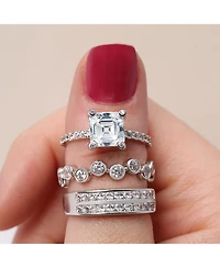 Bling Jewelry Bubble Circle Geometric Zig Zag Cubic Zirconia Bezel Band Cz Eternity Ring .925 Sterling Silver