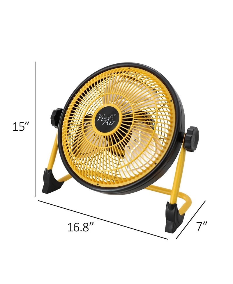 Vie Air 12 Inch Rechargeable Indoor/Outdoor Floor Fan (IPX4 Rated) in Yellow