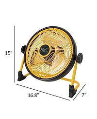 Vie Air 12 Inch Rechargeable Indoor/Outdoor Floor Fan (IPX4 Rated) in Yellow