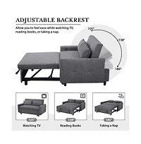 Maison Boucle 57.48" Pull Out Sleeper Loveseat, Convertible Sofa Bed with Usb Ports & Adjustable Backrest for Small Spaces-Maison