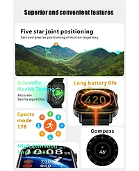 Ruxing Smart Smart watch Bluetooth Call Gps Multi System Positioning Sports Waterproof Health Monitor -Silver