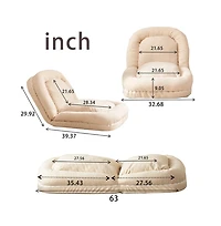 Cesicia Triple Fold-Down Sofa Adjustable Recliner with Thick Mattress for Multifunctional Use