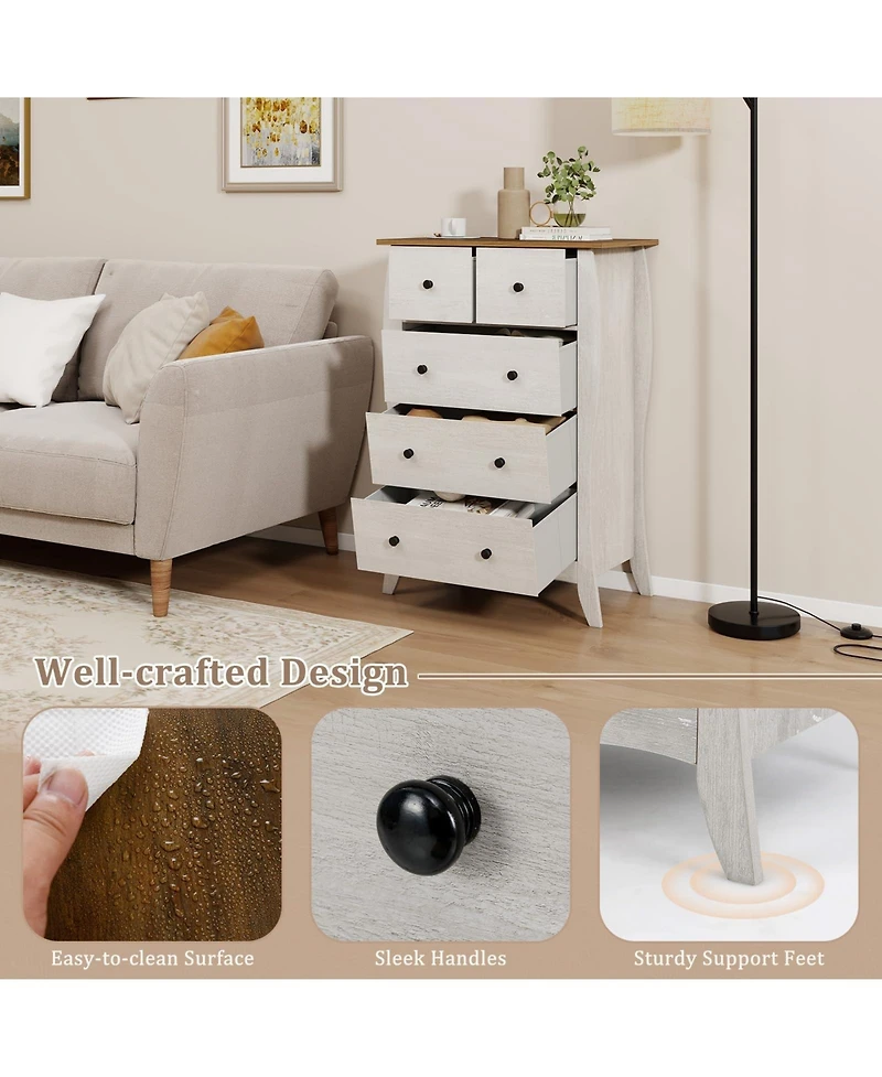 Volenca Dresser for Bedroom with 3 Folding Fabric Drawers and Anti-tipping Kit