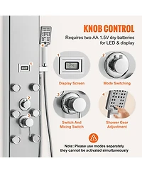 Rainsken Shower Panel System, Stainless Steel Wall-Mounted Shower Set 5 Shower Modes, 8 Massage Jets, 3-Setting Handheld Shower Head