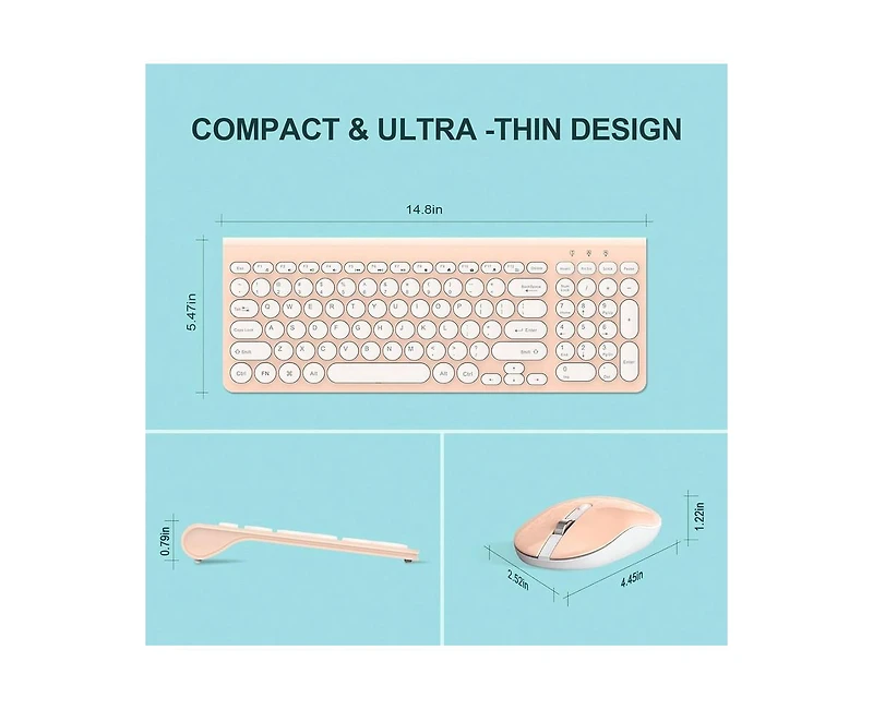 Wireless Keyboard And Mouse Combo,Full-Sized Noiseless Keyboard And Silent Mouse Set Key Wireless Keyboard With Numeric Keypad For Windows Desktop Pc
