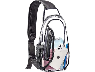 Clear Sling Bag, Stadium Approved Pvc Crossbody Backpack, Clear Casual Chest Daypack for Hiking, Stadium or Concerts