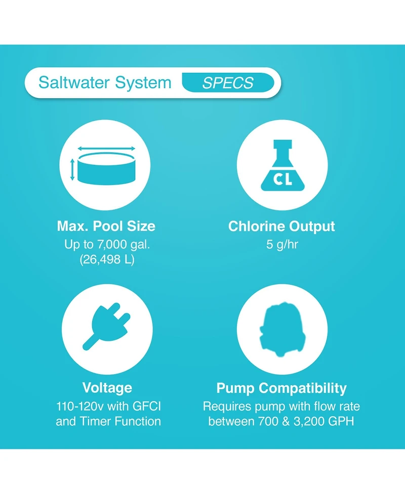 Intex Krystal Clear Saltwater System for 7000 Gallon Above Ground Swimming Pool