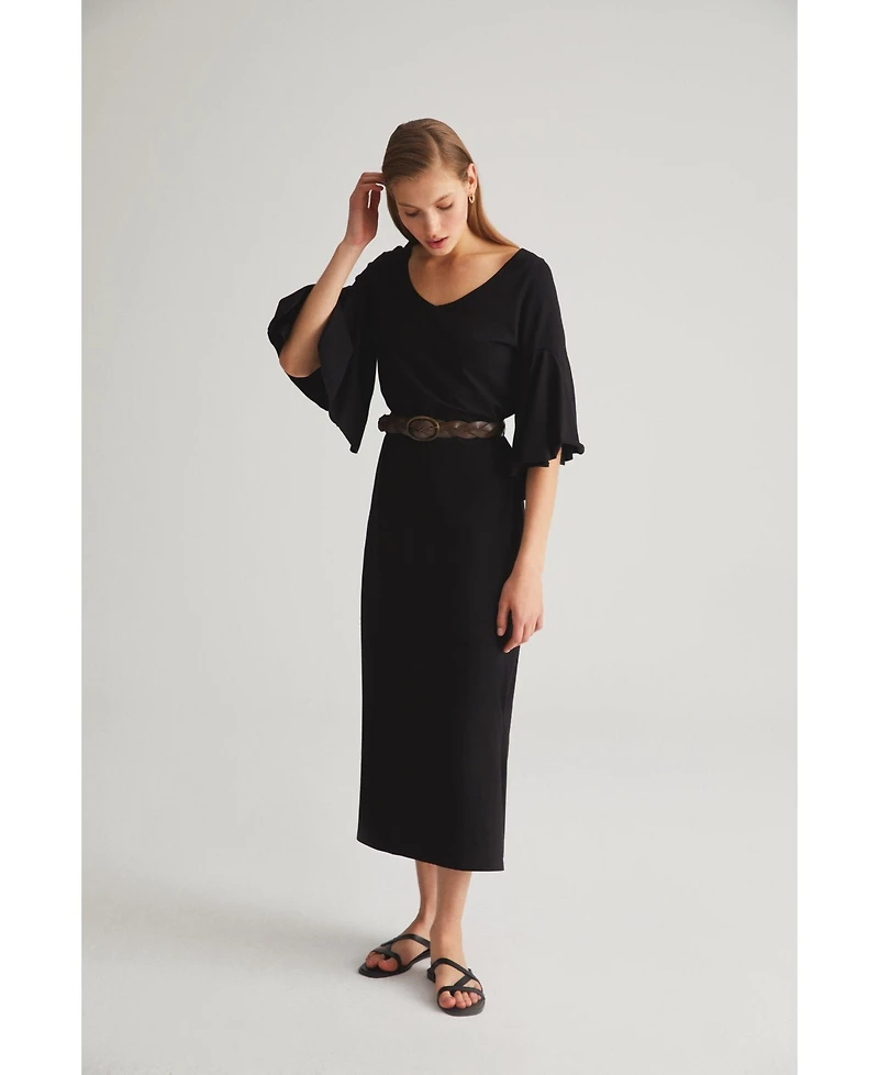 Labeca London Us Women's Ruffled Sleeve Dress