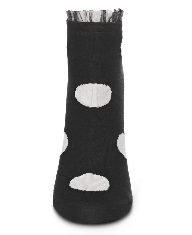 MeMoi Women's Ruffle Polka Dot Cotton Blend Low-Cut Socks