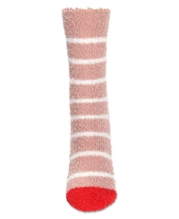 MeMoi Women's Striped Mushroom Embroidery Cozy Crew Socks