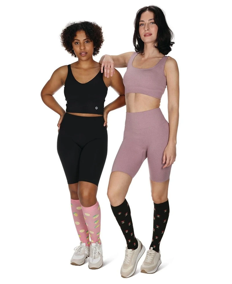 MeMoi Women's Lemons 8-15MMHG Graduated Compression Socks