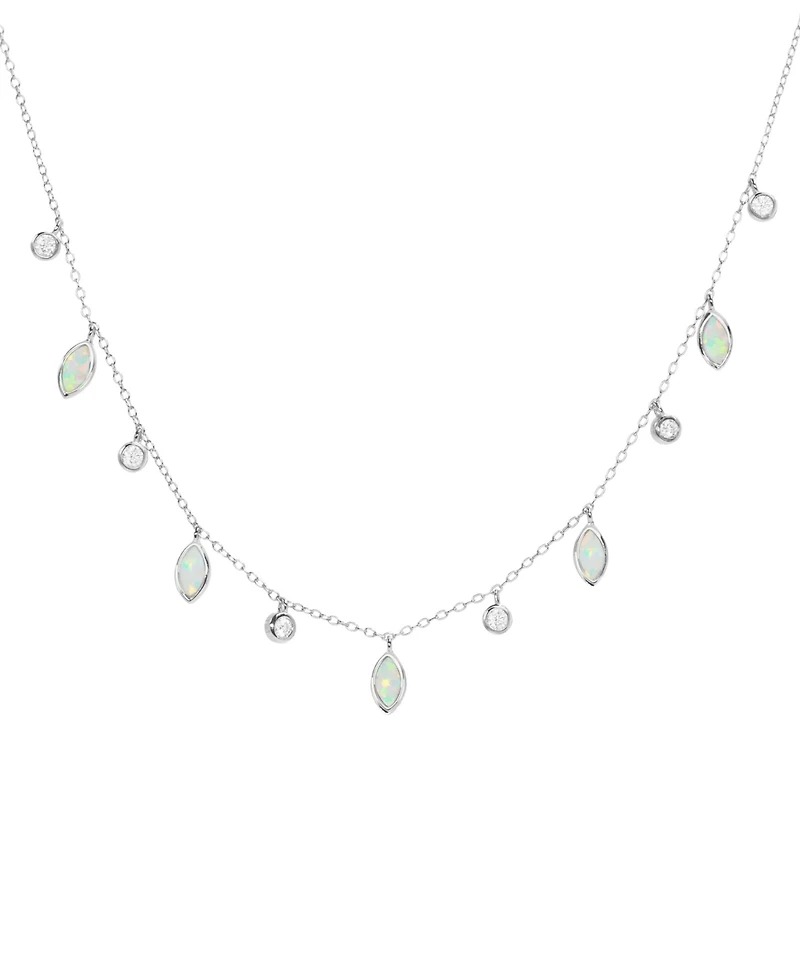 Kamaria Drops of Spring Necklace with Lab-Grown Opal in Sterling Silver
