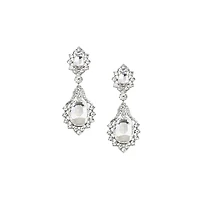 Sohi Women's Silver Embellished Drop Earrings
