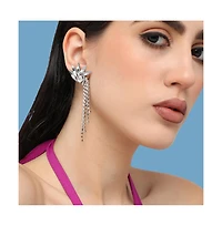 Sohi Women's Silver Bling Drop Earrings
