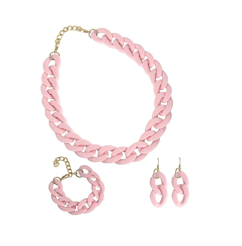 Sohi Women's Pink Chainlink Jewellery Set