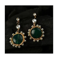Sohi Women's Cluster Stone Drop Earrings
