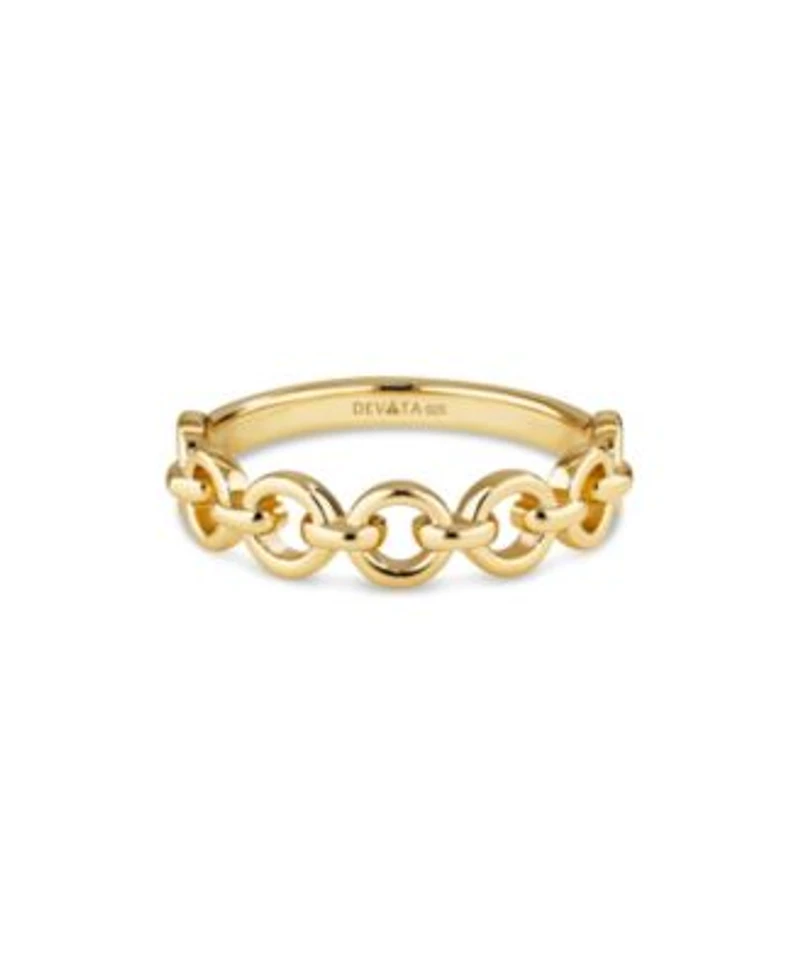 Devata Cable Link Ring In Gold Plated Sterling Silver Size 7