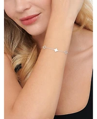 Devata Clover Chain Bracelet in Rhodium Plated Sterling Silver, Adj 6.5/7.0/7.5 inch