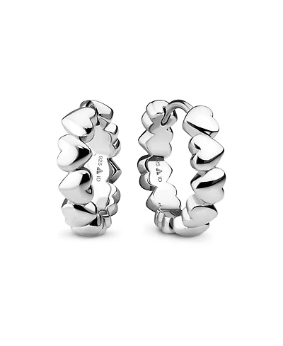 Devata Sweet Heart Hoop Earrings in Rhodium Plated Sterling Silver