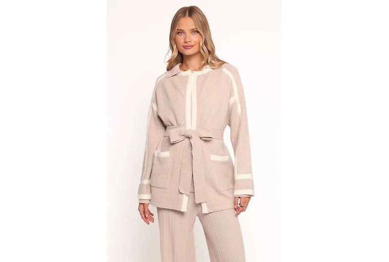 Petal and Pup Women's Maloney Tie Front Coatigan - Beige S/M