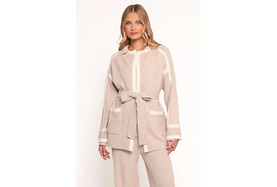 Petal and Pup Women's Maloney Tie Front Coatigan - Beige S/M