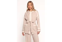 Petal and Pup Women's Maloney Tie Front Coatigan - Beige S/M