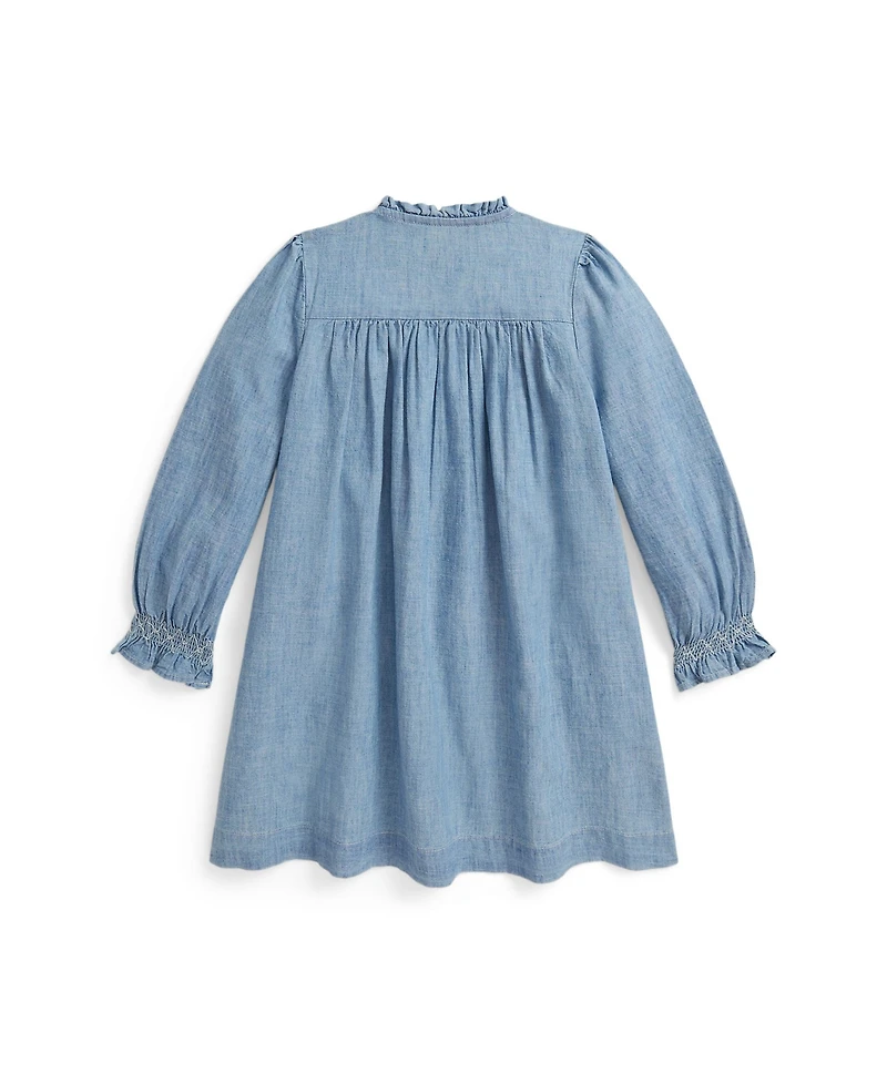 Polo Ralph Lauren Girls 2T-6X Smocked Round Neck Dress